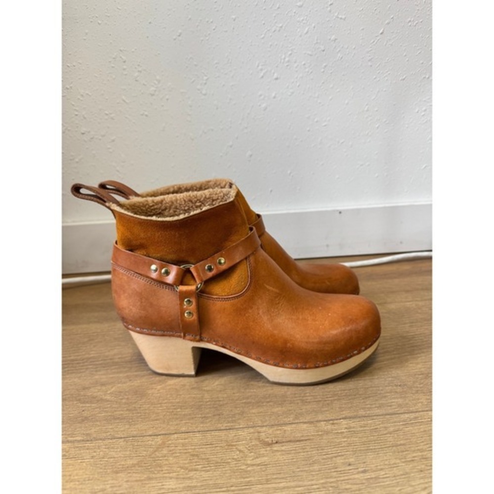 Swedish Hasbeens Rivet Clog‎ Boot  Leather Cognac - Picture 2 of 7
